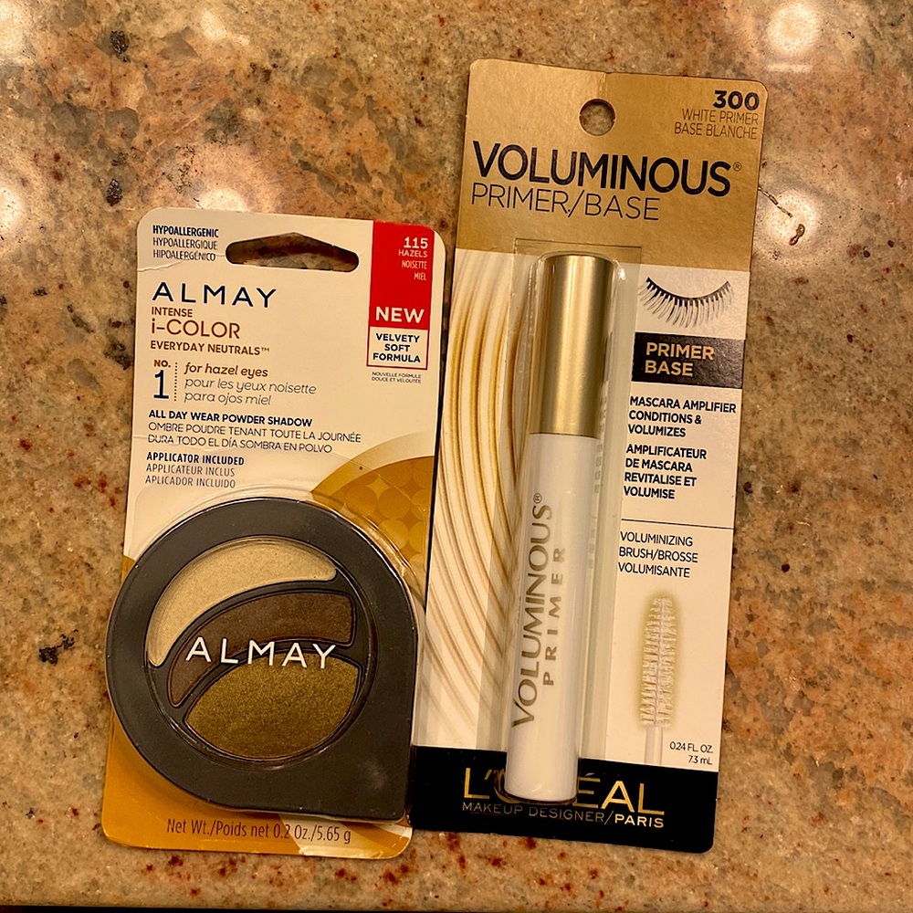 Almay: Intense eyeshadow palette (hazel eyes) + L’Oreal Paris Lash Primer